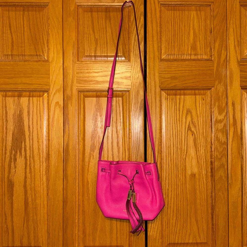 Kate Spade Pink Leather Bucket Bag with tassels